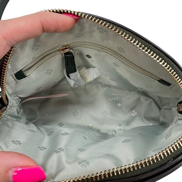 Kate Spade NWOT Sylvia Small Dome Crossbody Bag Pink & Dark Green Stripes - Picture 12 of 14